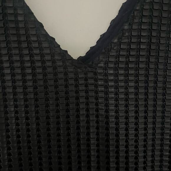 Mini V Neck 90's Y2K Tank Top Dress L Chic Retro Ribbon Weave Overlay Lined USA - Picture 4 of 12